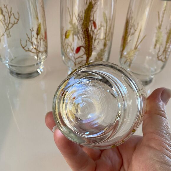 Vintage Libbey Set of 4 Footed Tall Wheat and Grass Drinking Glasses - Picture 6 of 6